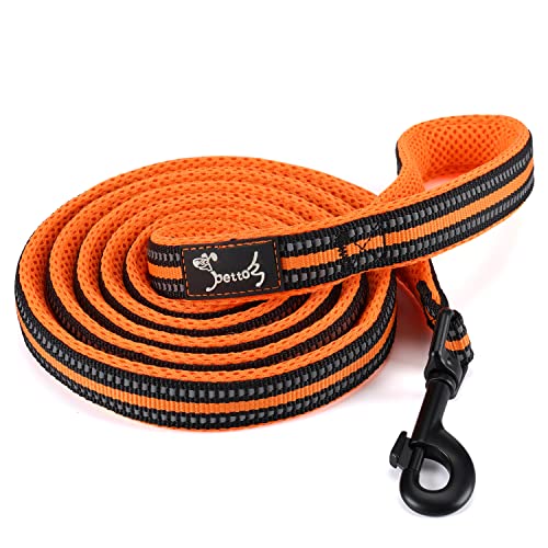 PETTOM Hundeleine Reflektierend Leine aus Nylon mit Weich Gepolsterter Griff und Metallhaken für Training, Robuste Leine Hund für Kleine Mittel Große Hunde (Orange 110 cm)