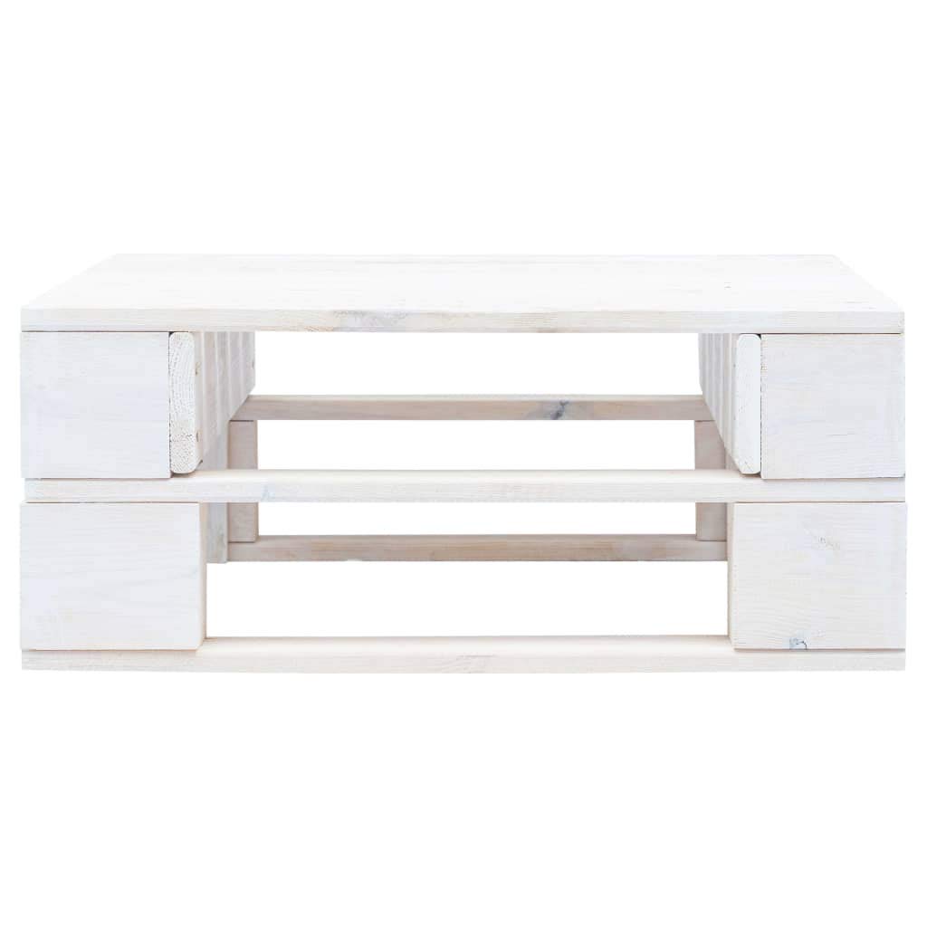 vidaXL Mesa Centro Palets Jardín Otomana Palés Exterior Reposapiés Mueble Pallet Patio Terraza/Interior Madera Pino Impregnada Certificada Blanco