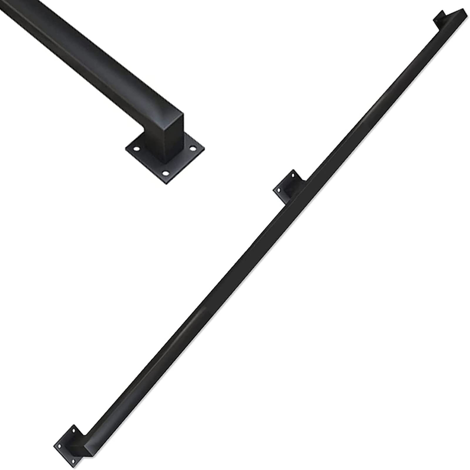 Junvstor One Color Black Square Stairs Handrail, 1M 1.5M 2M 3M 4M 4.5M 5M 6M Staircase Banister Wall Stairs Hand Rails For Indoors Outdoors Steps Corridor Safety Support Rod(13.1Ft/400Cm)