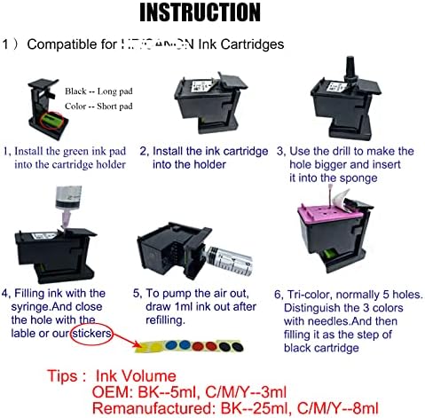 COCADEEX Ink Refill Kit Compatible with Canon Ink Cartridge PG-560 CL-561 PG-540 CL-541 PG-540XL CL-541XL 540 541 540XL 541XL 560XL 561XL PG-40 CL-41 Series, 5 Bottles Ink with Refill Tools