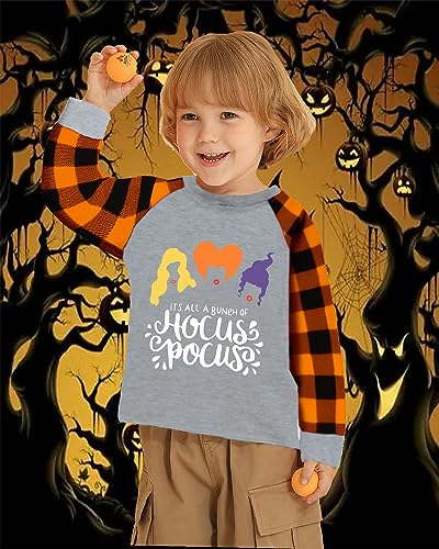 CM-Kid Toddler Boy Girl Halloween Shirt Pumpkin Ghost Boo Raglan Orange Buffalo Plaid Long Sleeve Tshirt Tops2