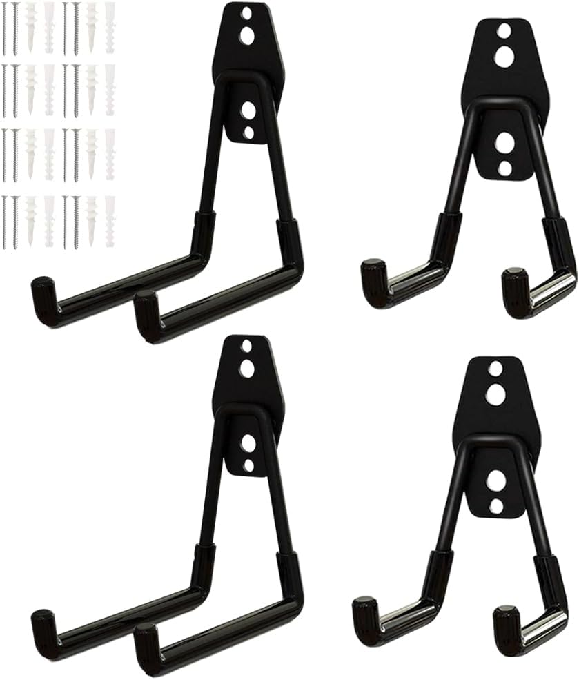 Serplex® 4 Pack Heavy Duty Garage Hooks - Steel Wall Mount Utility Storage Organizer for Garden Tools and Power Tools