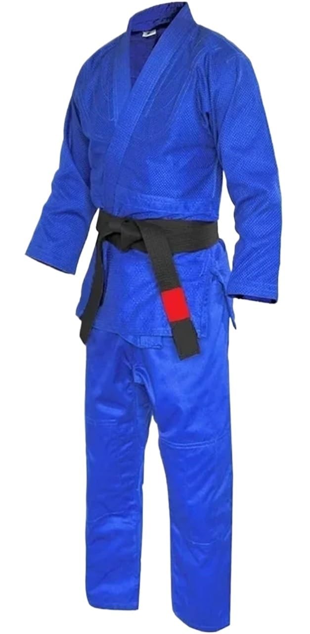 Kimono Jiu Jitsu Trajes de Judo, Tops de 450gsm, Pantalones de 240gsm, Uniforme de Artes Marciales Gi de Judo, Kimono Blanqueado, Gi de Tejido único con cinturón Blanco para Hombres