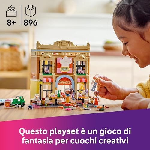 LEGO Friends Ristorante e Scuola di Cucina, Giochi Creativi per lo Sviluppo delle Abilità Sociali per Bambine da 8 Anni con Mini Bamboline, Gatto e Cibo giocattolo, Idea Regalo di Compleanno 42655 - Immagine 2