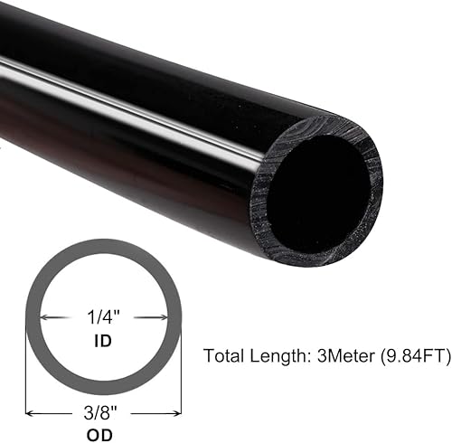 Miniatura 2 de QuQuyi Manguera de vacío de silicona de 14 de pulgada (0.236 in) de diámetro interior x 38 pulgadas de diámetro exterior de silicona negra, alta