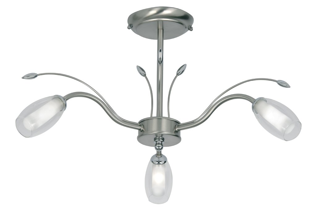 Plafonnier 3 lampes G9 Pandora chrome satiné pour salon et salle à manger