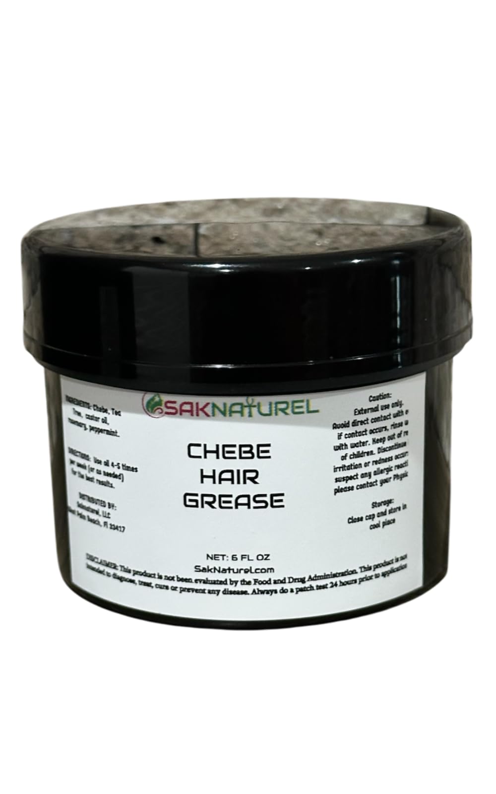 SakNaturel Chebe Grease Hair growth with Rosemary Oil - Hair Thinning and Hairloss Treatment for Men & Women, Vegan Hair Regrowth Butter, Scalp Moisturizer 4 FL OZ (CHEBE-GREASE-6 OUNCES)