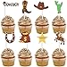 Amosfun 72PCS Cowboy Cupcake Toppers Little Western Cowboy Party Cake Toppers Cowboy Birthday Cupcake Toppers