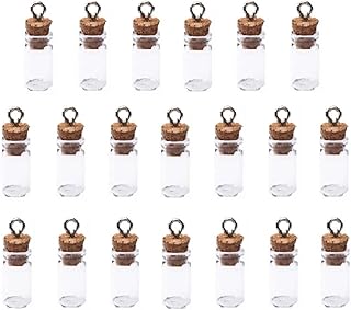 kuou 20 Pcs 0.5ml Small Mini Glass Bottles with Cork, Clear Spell Glass Jars with Cork Lids Miniature Glass Potion Bottles Wishing Glass DIY Bottles Stoppers Snuff Kit for DIY Arts Crafts Decoration