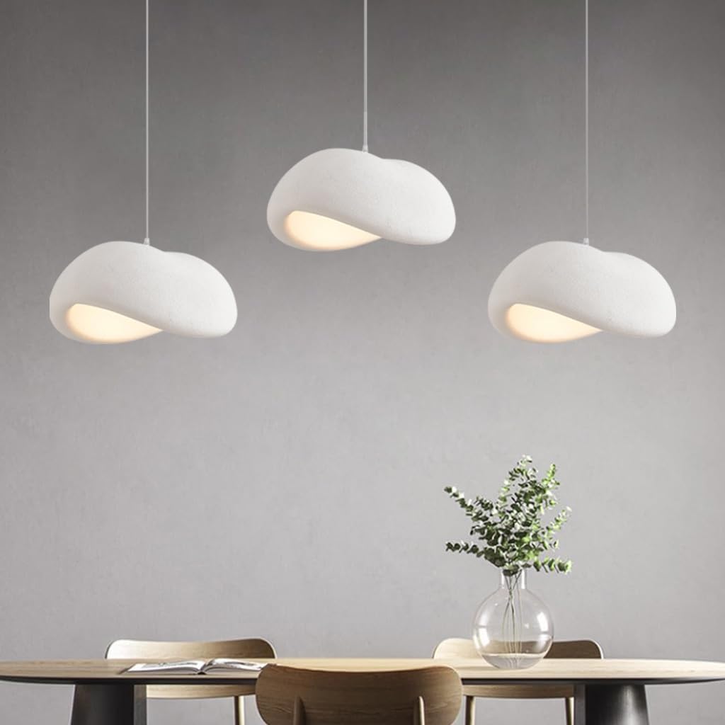 Kreatywna Lampa Wisiąca Wabi Sabi Lampa Pendularna E27 Nowoczesny Styl Japoński 3-Świetlna Biała Regulowalna Wysokościowo Żyrandol Do Stołu Jadalniskowego Salonu Jadalni Oświetlenie(Long)