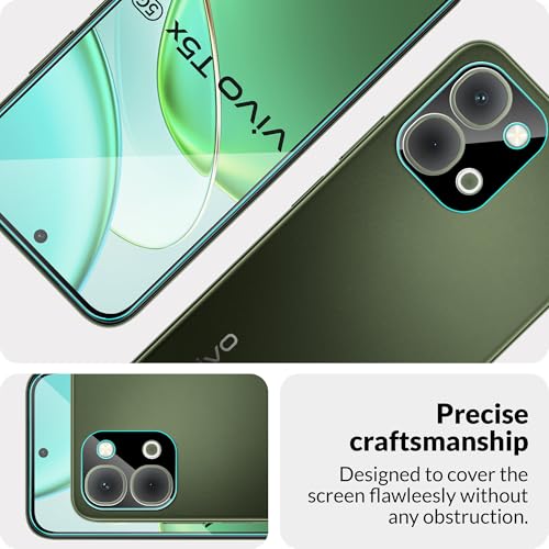 Image of FIRST MART Tempered Glass for Vivo T5x with Black Camera Lens Protector & Installation Kit | HD Clear, Edge-to-Edge, Scratch Resistant, Case-Friendly | Pack of 1