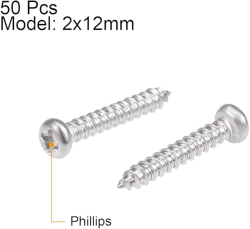 Miniatura 5 de Uxcell Tornillos autoperforantes Phillips cabeza de cabeza de cacerola de 0.079 x 0.315in, 50 unidades
