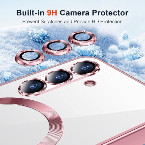 Image of VONZEE Clear Logo Electroplating Transparent Case For Samsung Galaxy A36 5G, Magnetic Plating Electroplate Tpu Case Cover, Individual Camera Protection For Each Lens- Rose Gold