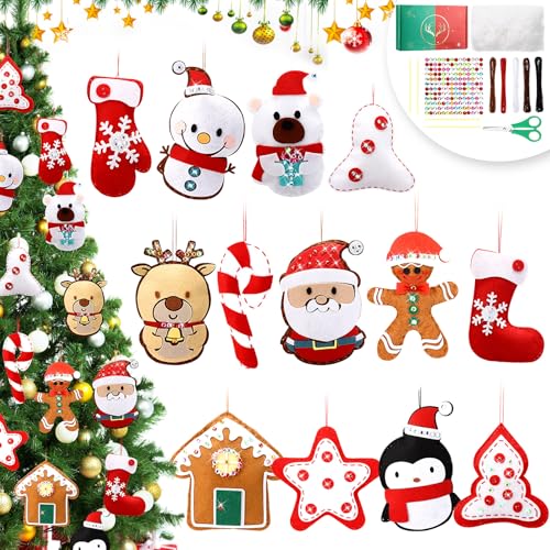 HunnmingRe 13 Pcs Christmas Ornaments for Tree Felt Santa Claus