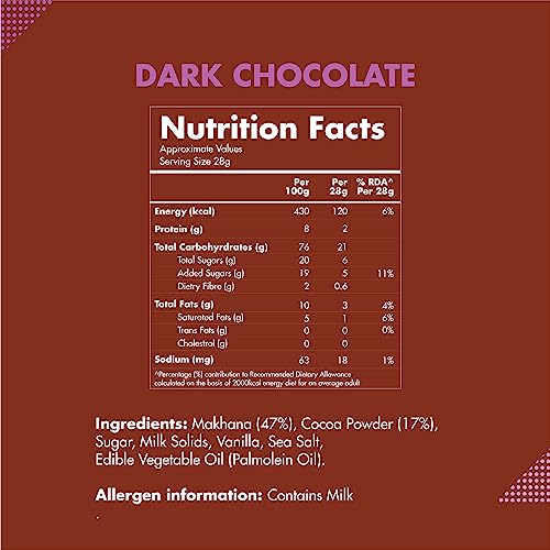 Image of Taali Roasted Makhana | 75 gm (Pack of 3) | Dark Chocolate | 100% Vegatarian | Gluten Free, No Cholesterol, No Trans-Fat