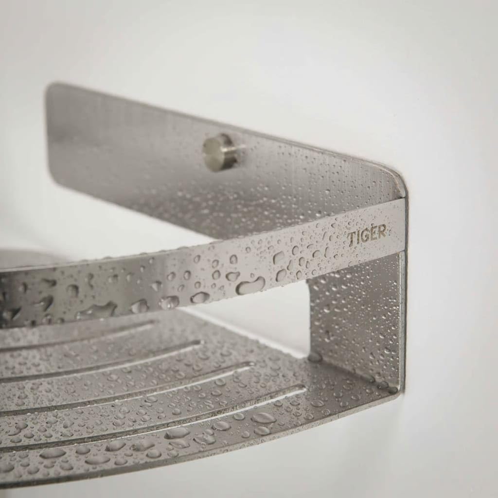 Tiger Caddy Duschkorb, Eckversion groß, Duschablage aus gebürstetem Edelstahl