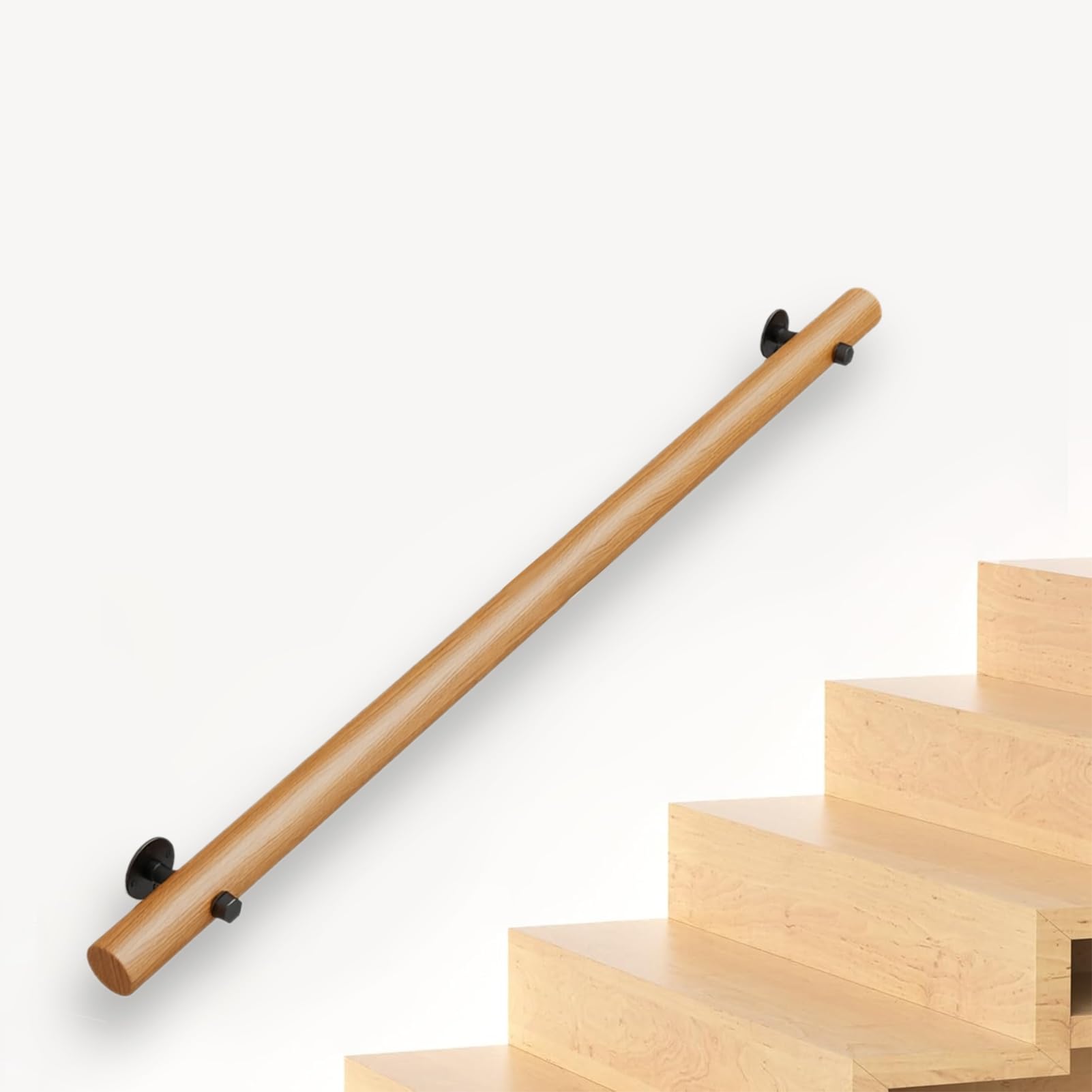 DMCHENGMA Solid Wood Stair Rail (30cm-450cm) - Non-Slip Grip Handle with Installation Brackets Strong Armrest Sturdy Balustrade(11ft/330cm)