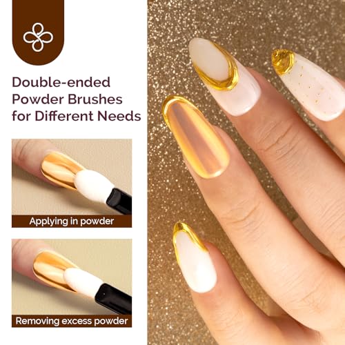 Image of MelodySusie Gold Chrome Nail Powder for Gel Nails,Metallic Mirror Effect Pigment Stylish and Technological Fine Glitter for Home DIY Salon Use