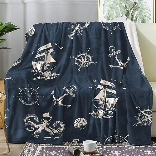 ZDABAOEC Kuscheldecke Flauschig Maritime Decke, Fleecedecke 130x150, Sofadecke & Couchdecke, Weiche Kuschelige Wohndecke Blanket, Klein Decken für Sofa Couch