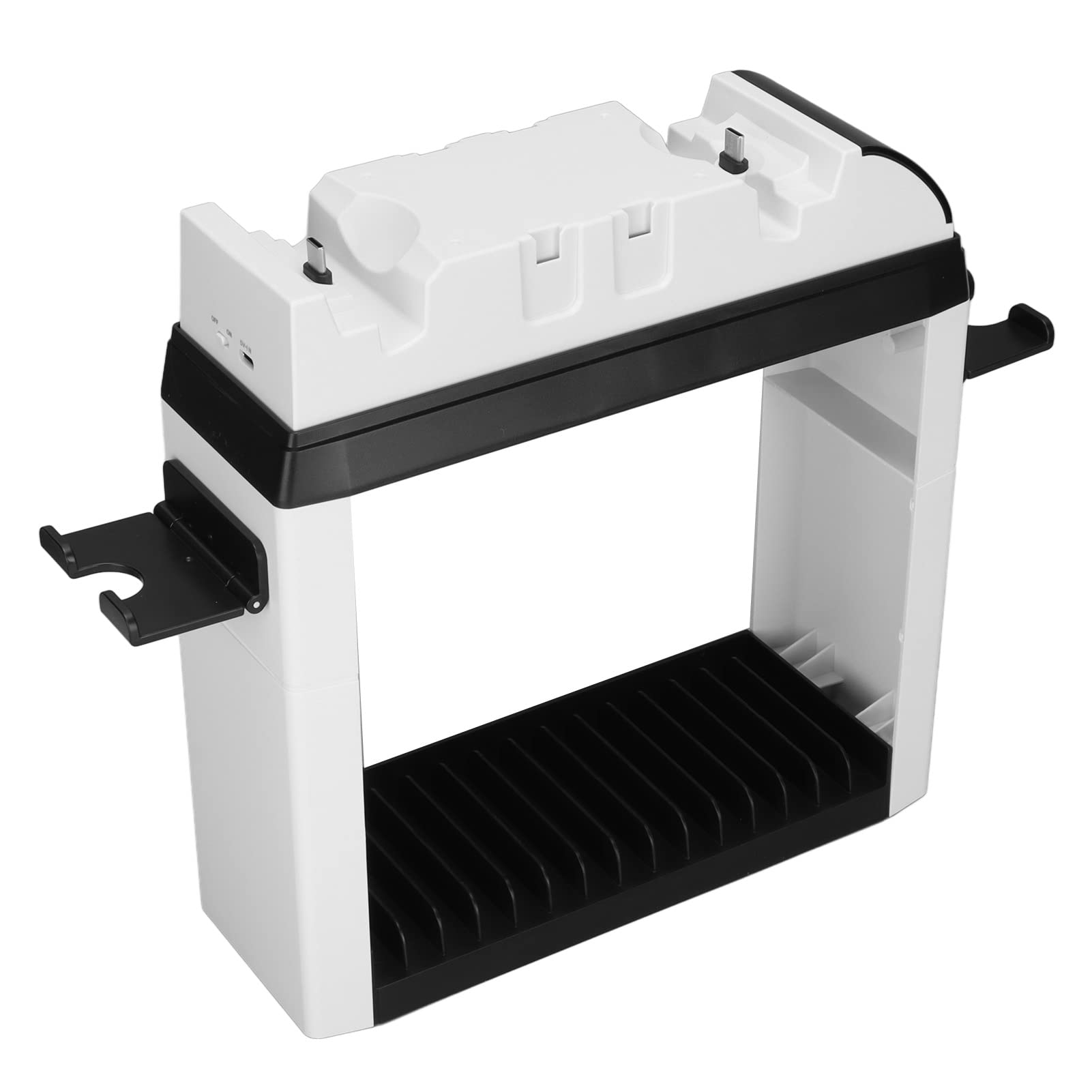 Game Storage Tower 6-in-1 Stazione di ricarica dock di ricarica per Switch, archiviazione universale per videogiochi e controller caricabatterie stand memorizza 15 dischi di gioco o Blu-Ray