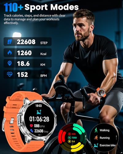 Image of Military Smartwatch for Men, Top-Mounted Flashlight, 1200mAh Battery