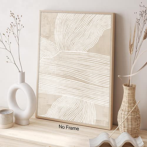 Abstract Beige Canvas Wall Art Boho Mid Century Modern Prints Wall Decor For Living Room Neutral Line Art Prints Minimalist Line Art Wall Decor Canvas Beige Boho Painting Wall Deocr 16X24Inch No Frame #TOP2