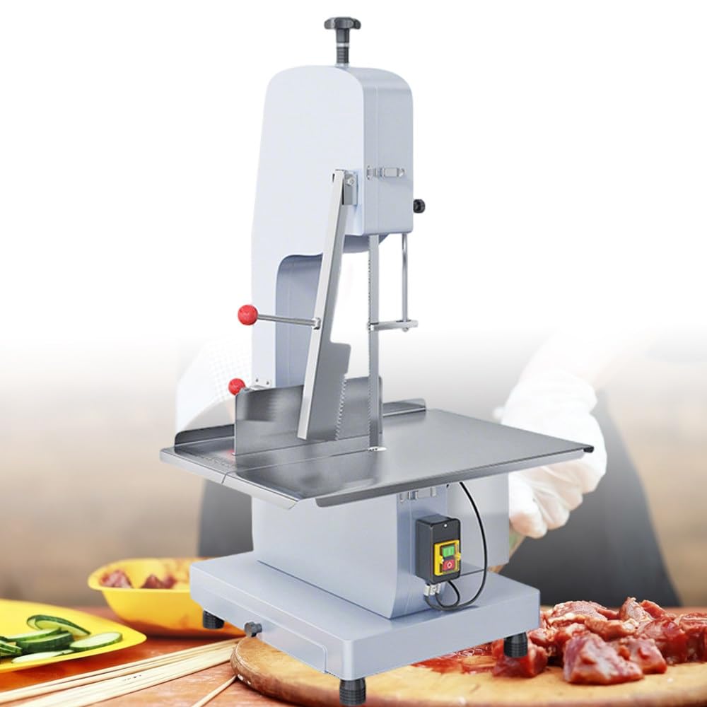 ShaiVrissian Electric Meat Band Saw Machine,Commercial Chilled Meat Cutter,Stainless Steel Table,Max Cutting Width 13cm,For Butcher Shop,For Restaurant,For Supermarket