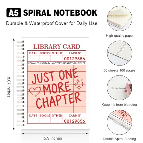 Carnet de notes à spirale ligné horizontal Just One More pour bibliophile - 2
