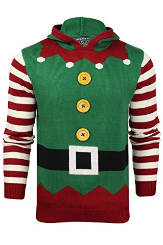 Seasons Greetings Pull Sweater de Noel (Elfe Suit - Christmas Vert) XL