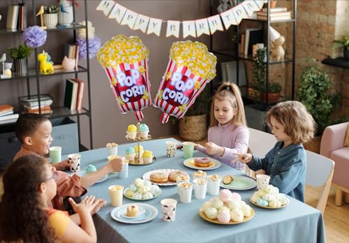 Image of 2pcs Popcorn Party Balloons Movie Night Party Balloons for Birthday Baby Shower Wedding Decoration 25.5 x 17.7 Inch (Pack of 2)