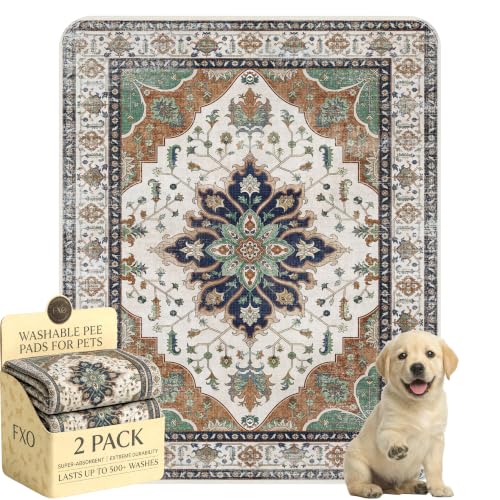 Image of Washable Pee Pads for Dogs,Great Urine Absorbent Reusable Puppy Training Pads,Waterproof,Leak-Proof & Non-Slip Potty Pads for Whelping,Crate,Playpen,Bed.(Dark Teal Floral,31 inchx36 inch)