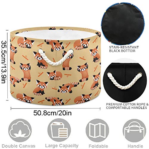 Image of visesunny Storage Basket Cute Red Panda Nursery Hamper Basket Clothes Toy Storage Organizer Bin Box Collapsible Laundry Bag for Kid Room,Playroom,Bathroom,Living Room,Dorm,Office