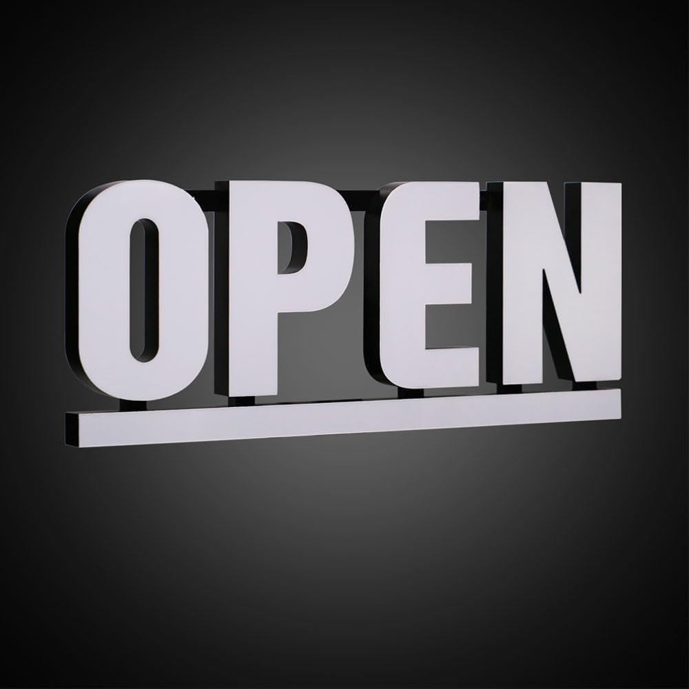 30"x13" Large LED Open Sign, Ultra Bright Unique Design Open Signs for Business with Sturdy Chain and RGB Underline, High Visibility Open Sign for Retail Store Shop
