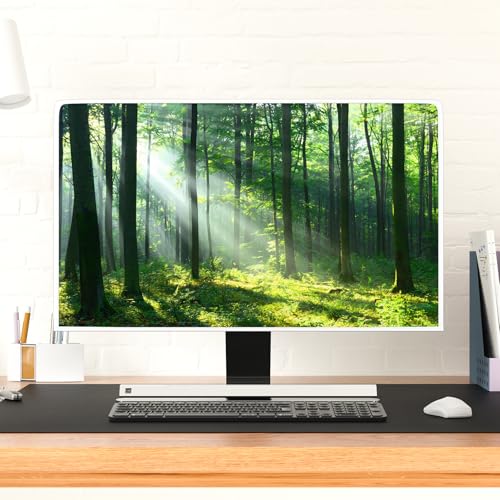 Image of Monitor Dust Cover 22, 23, 24, 25 Inch Waterproof Dust Proof Computer Covers for Desktop PC CPU Tower Protector Anti-Static LCD-Silky HD Panel Dust Protective Sleeve,Forest Jungle