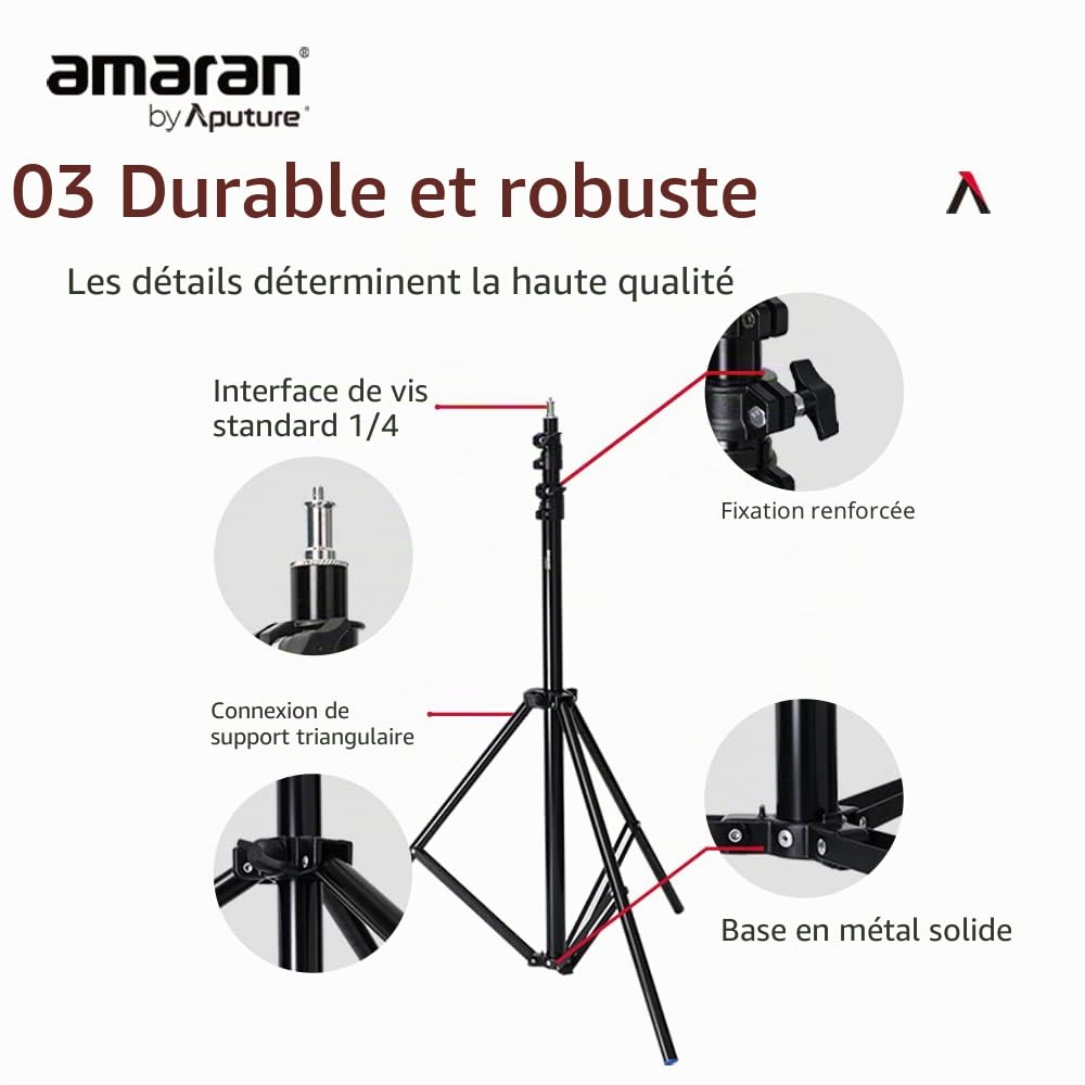 Aputure Light Stand Trépied léger en Aluminium épais avec Rembourrage pneumatique 2,8 m