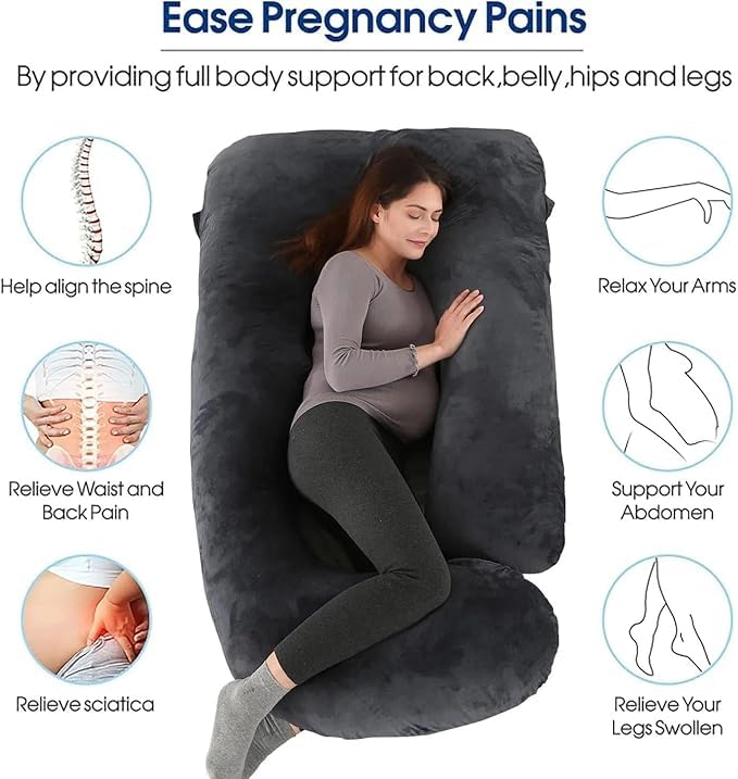 Image of Mom,s Choice Full Body Pregnancy Pillows, Maternity Pillow for Sleeping Support for Legs, Back, Neck, Shoulder, Hips, Belly for Pregnant Woman, 57 inch Prenancy Pillow