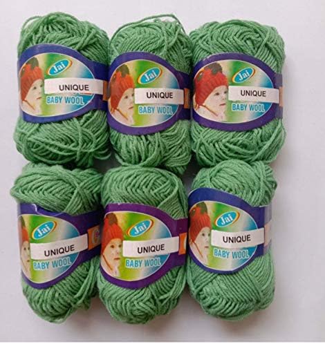 Chopra industries C.I 16 pc Leaf Green Wool Ball. Hand nitting Art Craft Soft Fingering Crochet Hook Yarn, Kneedle nitting Thread yed Pack of 16