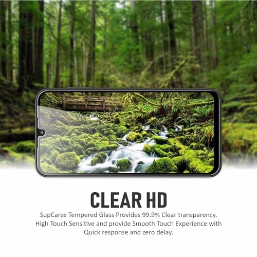 Image of SupCares Tempered Glass for Samsung Galaxy A15, Galaxy F15 and Galaxy M15 (6.5 Inch) With Installation Kit | Military-Grade Gorilla Screen Protector | Edge to Edge Coverage | Black