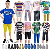 Carreuty 8 Puppenkleider-Outfit für Puppen, Puppenzubehör mit 3 männlichen Puppenkleidern+3 Schuhen+Einer Brille+einem Kopfhörer in zufälliger Reihenfolge für Mädchen als Geburtstagsgeschenk