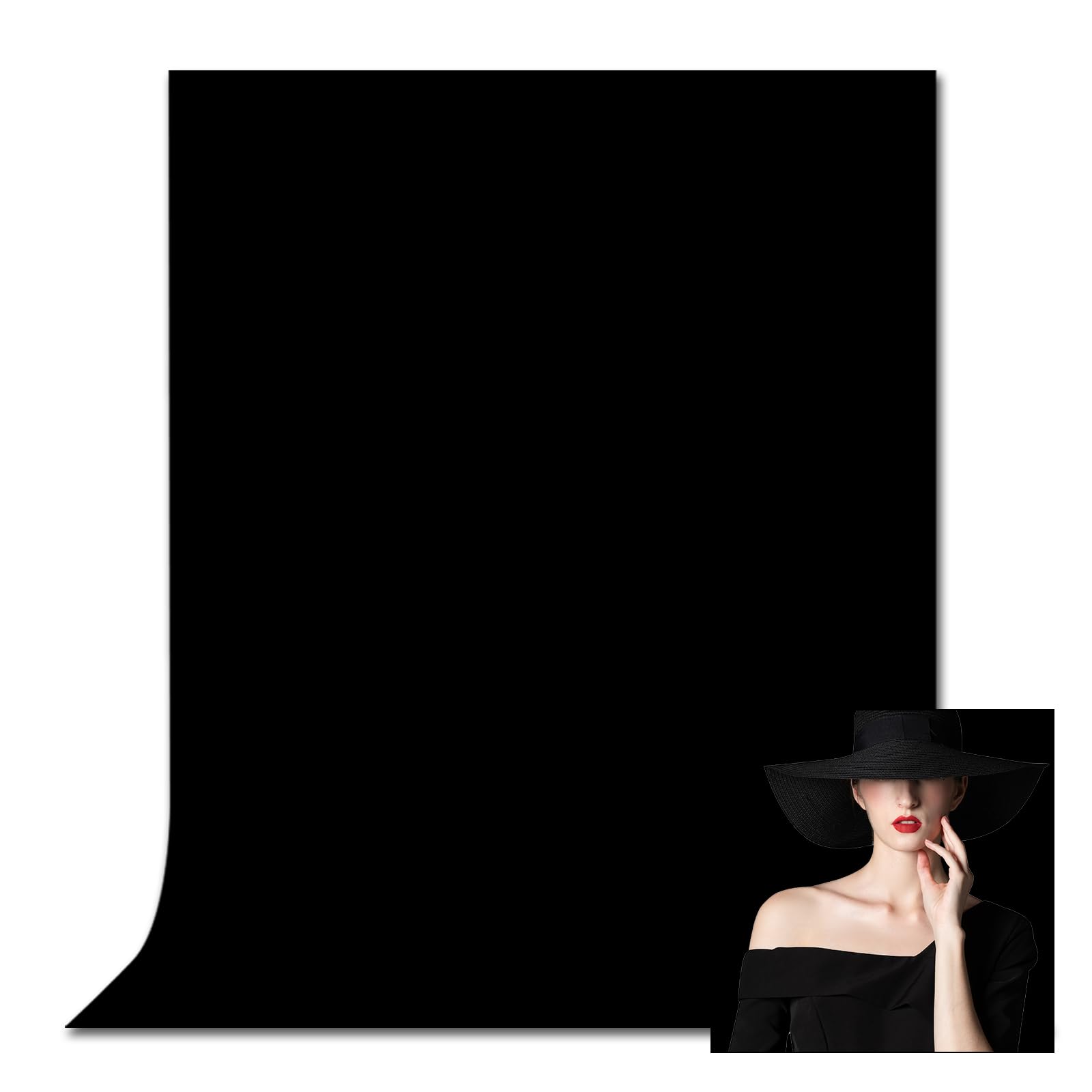 Black Backdrop for Photoshoot, Photobooth Professional Photo Backdrop Curtains, Studio Portrait Video Teams Photo op Backdrop Solid Color Backdrops for Photography 10x20FT