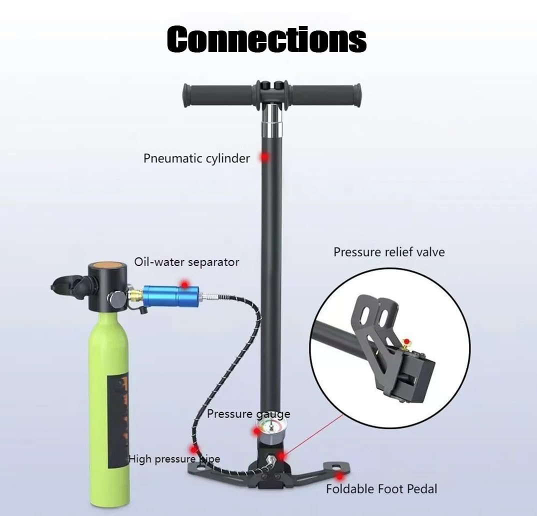 Gugxiom Pompa Ad Aria per Bombola Subacquea, Pompa Ad Aria per Bombola di Ossigeno per Immersioni Subacquee in Acciaio Inossidabile 30MPA 3000psi con Filtro per Il Pompaggio di Bombola