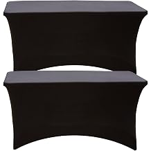 Spandex Tablecloth 2 Pack Fitted Washable and Wrinkle Resistant Stretchy Rectangular Patio Table Cover for Party DJ Trade Shows Banquet Wedding Cocktail 48 L x 30 W x 48 H
