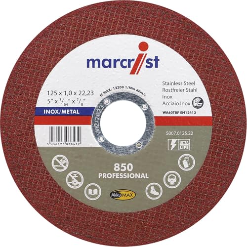 Marcrist Cutting Disc Stainless Steel Ultra Thin 850 SLS, 125 mm ø x 1 mm/Bore: 22.2 mm