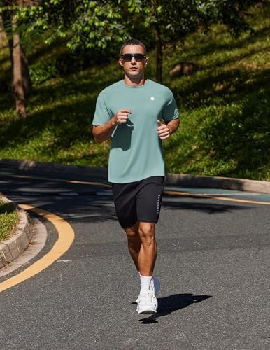 Image of PINSPARK Workout Shirts for Men UPF 50+ Quick Dry Athletic Gym Tee Shirts Mens Short Sleeve Running Cooling Swimming T-Shirt