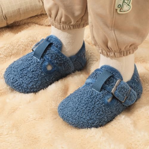 L-RUN Toddler Slippers Indoor House Shoes Blue 6.5-7.5 Toddler2
