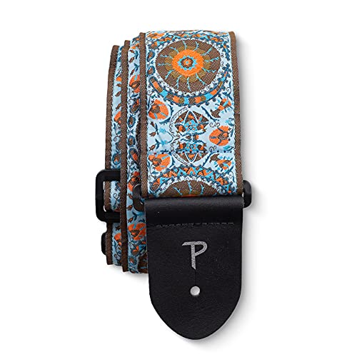 Perri’s Leathers Ltd. - Guitar Strap - Nylon - Jacquard – Mandala - Blue/Orange - Adjustable - For Acoustic / Bass / Electric Guitars - Made In Canada (Tws-7143) #TOP8