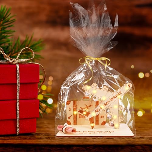ARTREE Geldgeschenke Geburtstag Holz, Geldgeschenk Reise, Flugzeug Urlaub Geschenk Verpackung, Wunscherfüller Geldgeschenke, Reisekasse Geschenke für Frauen, Männer