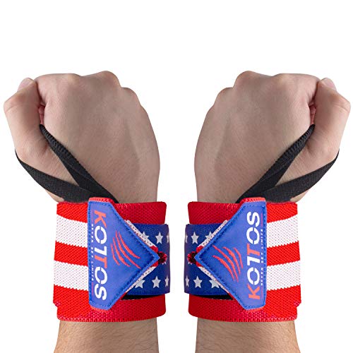 BYKOTTOS Wrist Wraps Weightlifting, Powerlifting Straps, Crossfit Wrist Support, Weight Lifting, Workout Wrist Braces, Wrist Wraps for Men and Women (USA Flag)