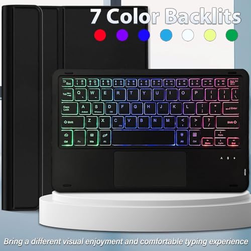 Image of RTSY Keyboard case for Lenovo Tab Plus 11.5 Inch 2024 with 7-Colors Backlits & Touchpad, Multi Angle, Wireless Bluetooth Magnetically Detachable Keyboard Cover