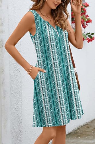 Image of Ladlop Summer Dresses for Women 2026 Beach Loose Casual A Line Dress Sleeveless V-Neck Sundress with Pockets